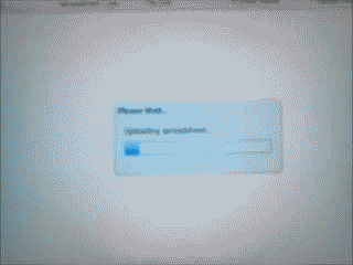 Progress bar for file upload progresses from about 10% to 99%, where it shrinks back to 10% and repeats. FOREVER.